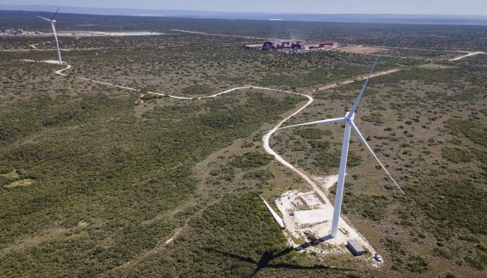 An aerial view of the Avaianto Energy turbines near Coega in the Eastern cape